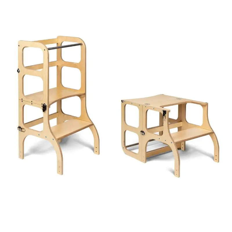Montessori Tower 2-in-1 STEP'n'SIT® - Natural wood
