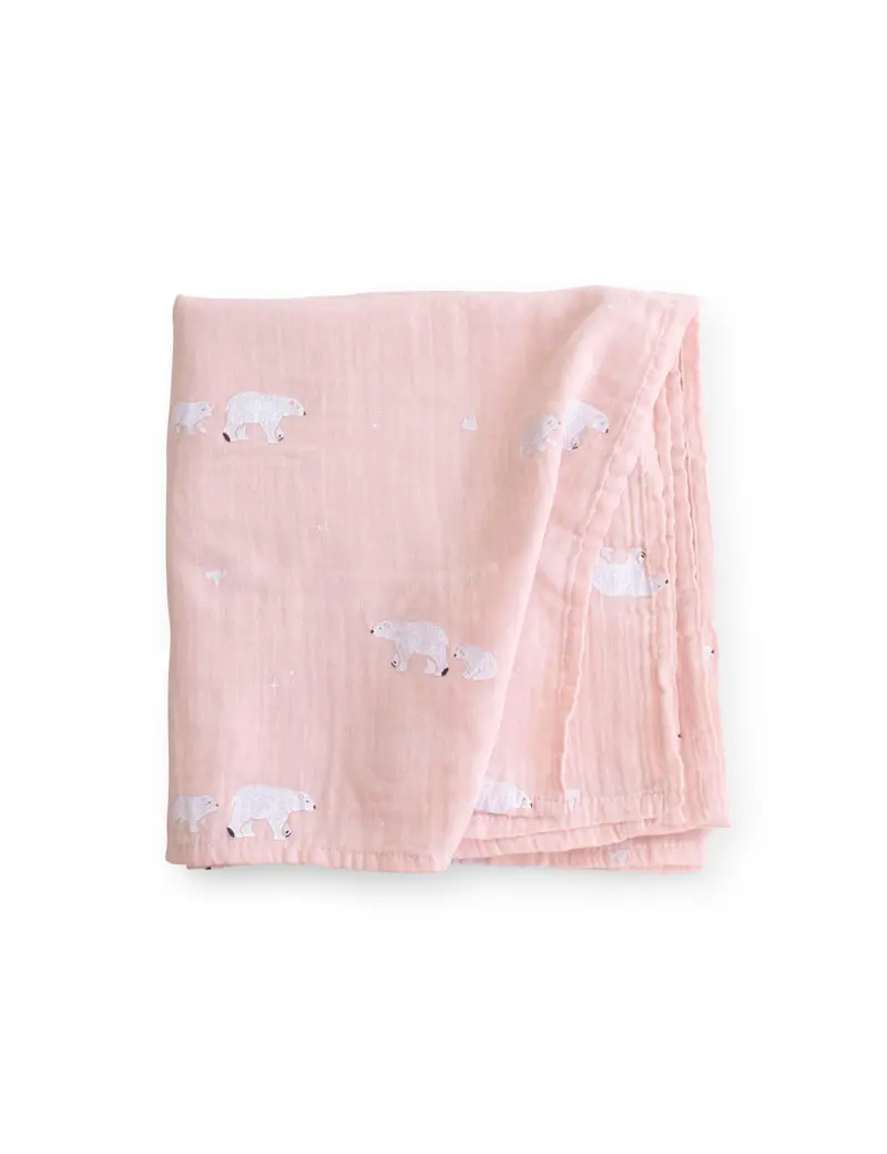 Mussolina Cotone e Bambù - Orsetti Rosa PERSONALIZZABILE