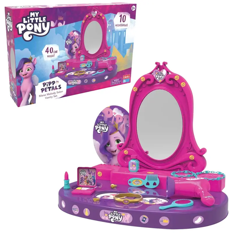 My Little Pony Pipp Petals Mane Melody Salon Vanity Set – Playset Bellezza con Accessori Giocattolo Bambini