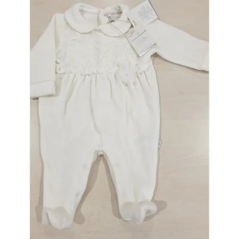 Nazareno Gabrielli Tutina Neonata In Ciniglia NG-2210 Bianco