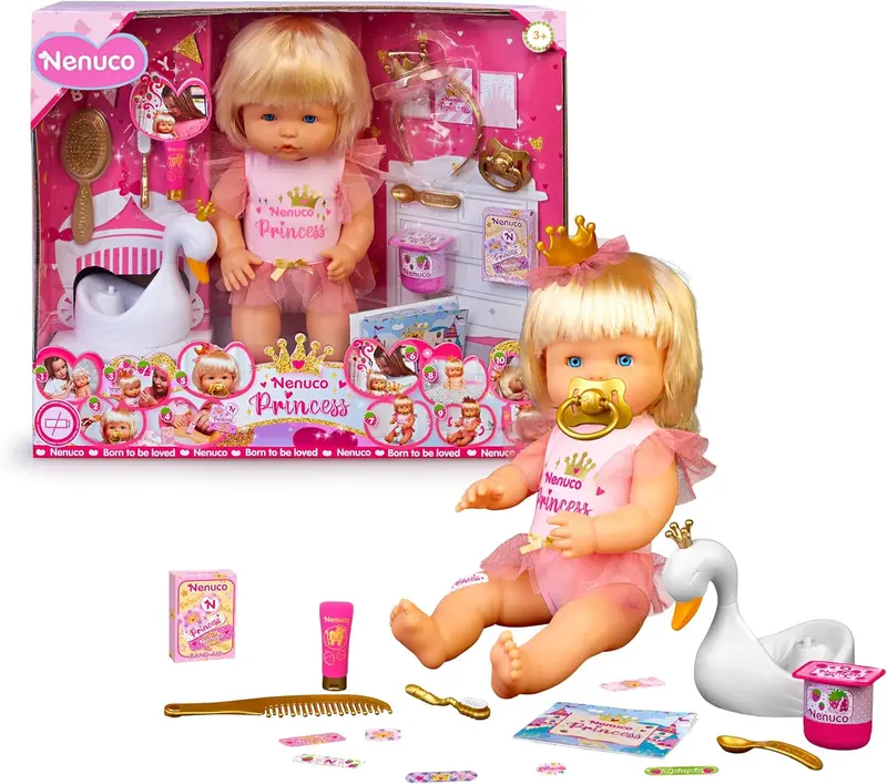 Nenuco Princess bambola 42 cm i capelli biondi e una corona da principessa