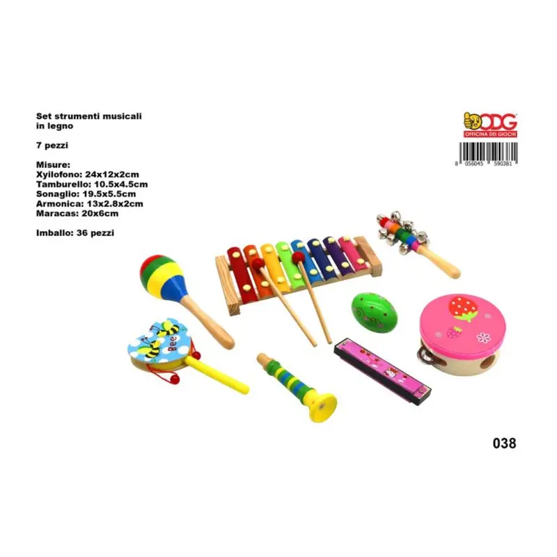 ODG Set Strumenti Musicali in Legno 7 Pezzi ODG038