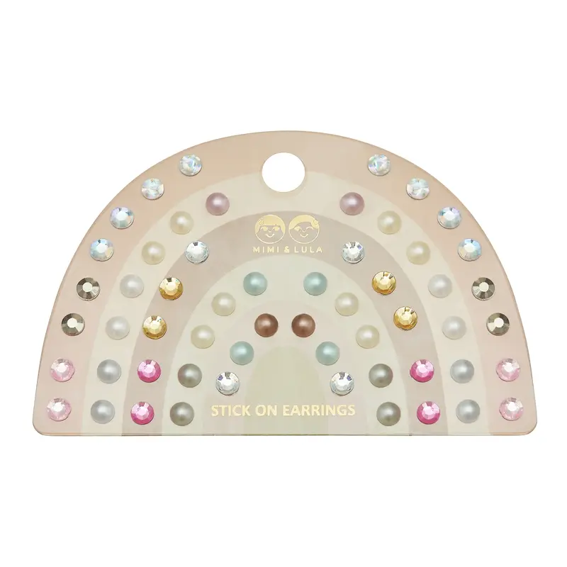 Orecchini Adesivi Bambina Mimi & Lula Rosa con Perle e Gemme – 30 Coppie