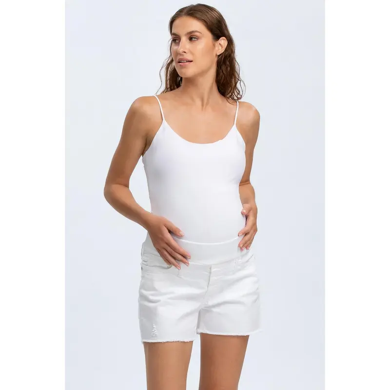 ORIGINAL SHORTS - Pantaloncini Premaman in Denim Bianco
