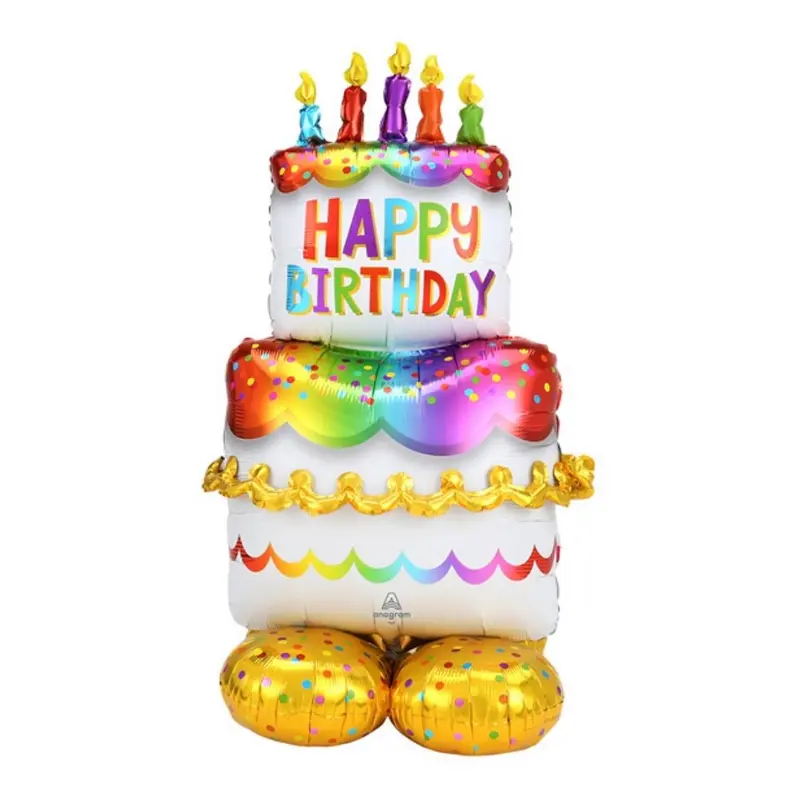 Palloncino Torta Happy Birthday Autoportante senza elio