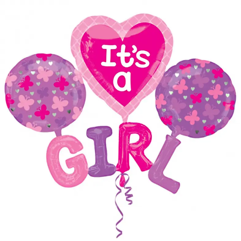 Pallone nascita bambina Farfalle rosa