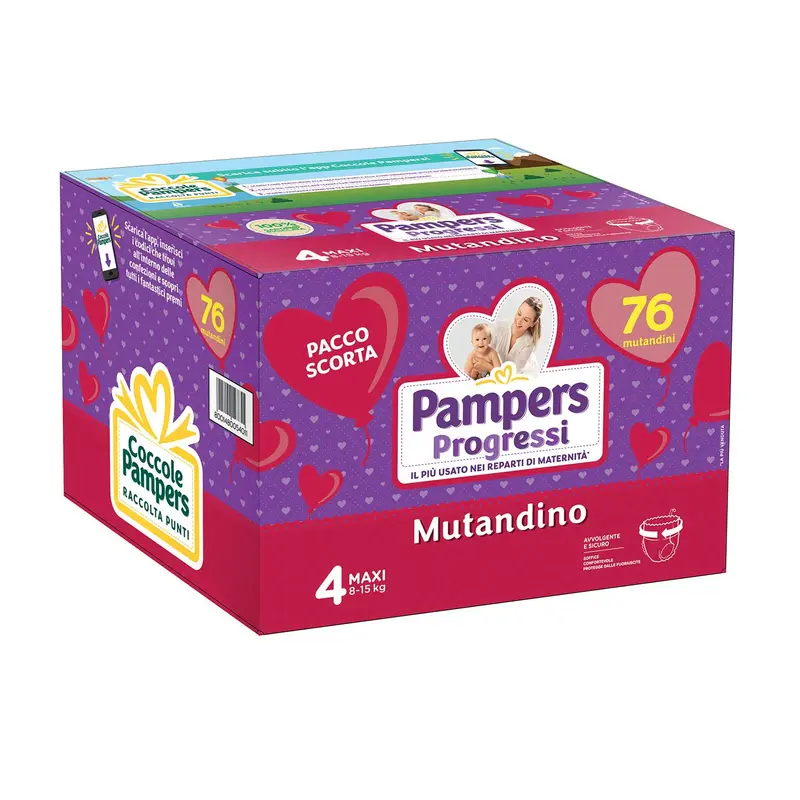 Pampers - Progressi Mutandino Quadripack Taglia 4 Maxi 76pz