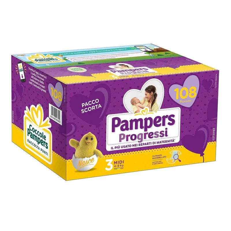 Pampers - Progressi Quadripack Taglia 3 Midi 108pz