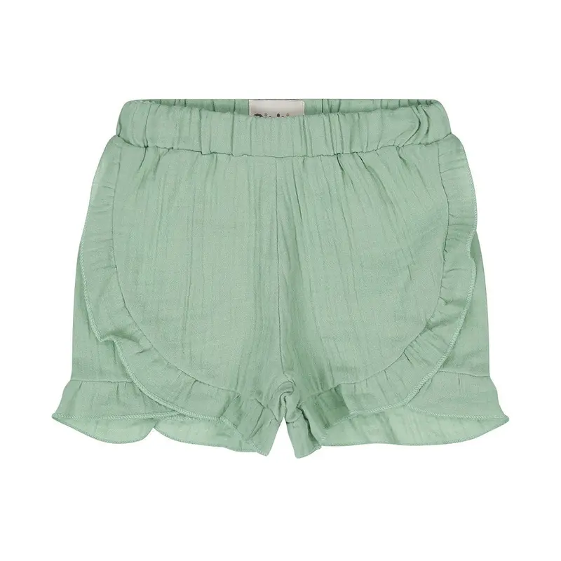Pantaloncini Bambina In Mussola Verde Volant Dirkje N58396