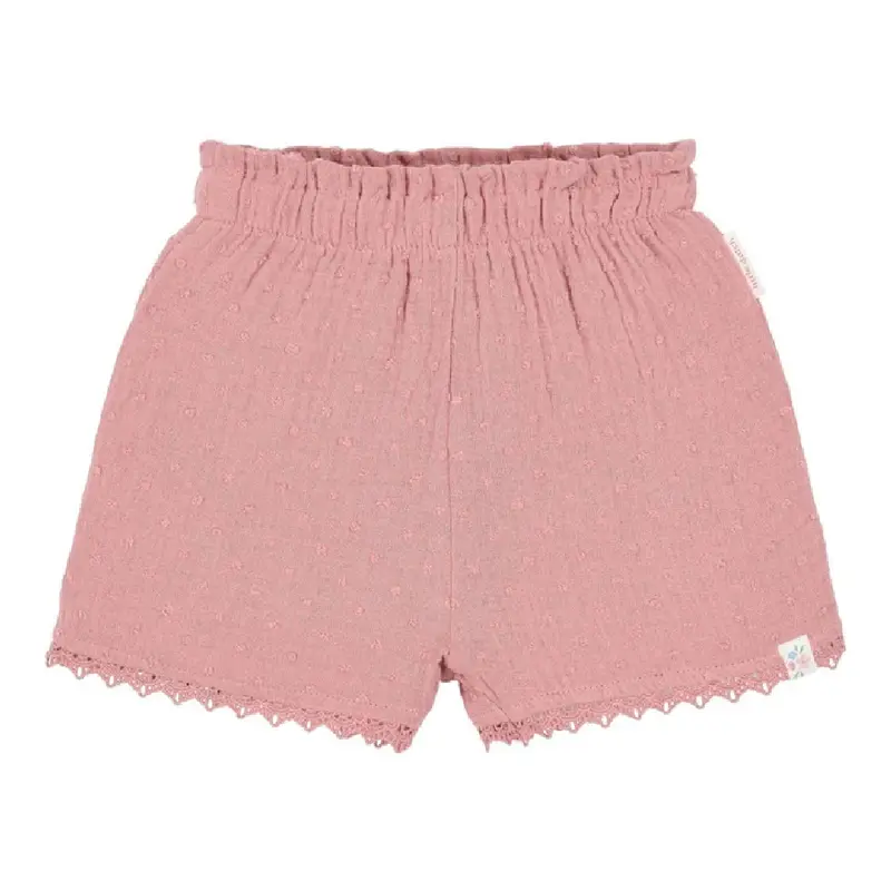 Pantaloncini Corti Bambina in Cotone Biologico con Volant - Pink Blush