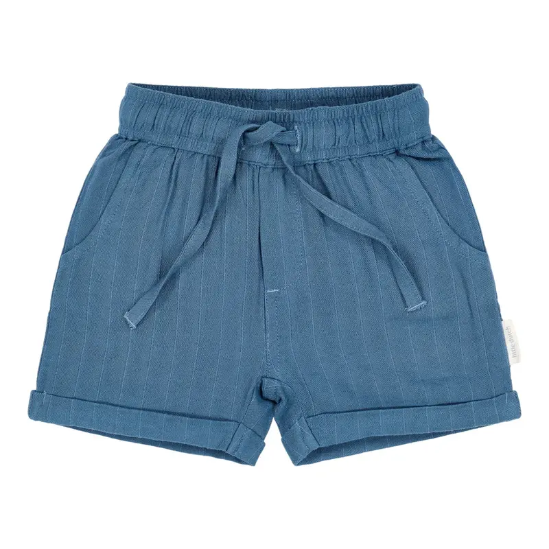 Pantaloncini effetto lino - Blu