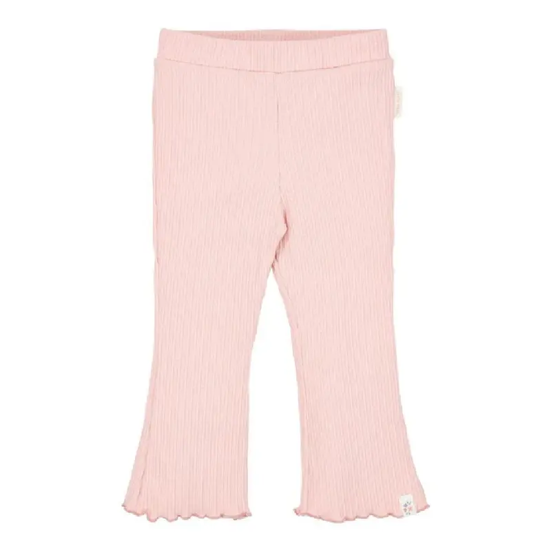 Pantaloni a Zampa Bambina in Cotone Biologico a Costine - Fairy Pink