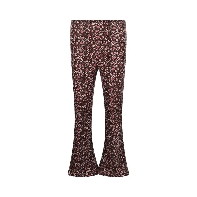 Pantaloni svasati bambina Koko Noko rosa antico fiori rosso scuro