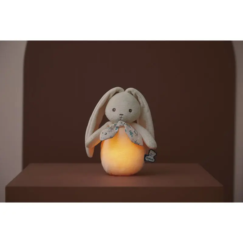 Peluche Coniglio con Luce Notturna (17 cm - Ricaricabile USB - Velluto a Coste Riciclato)
