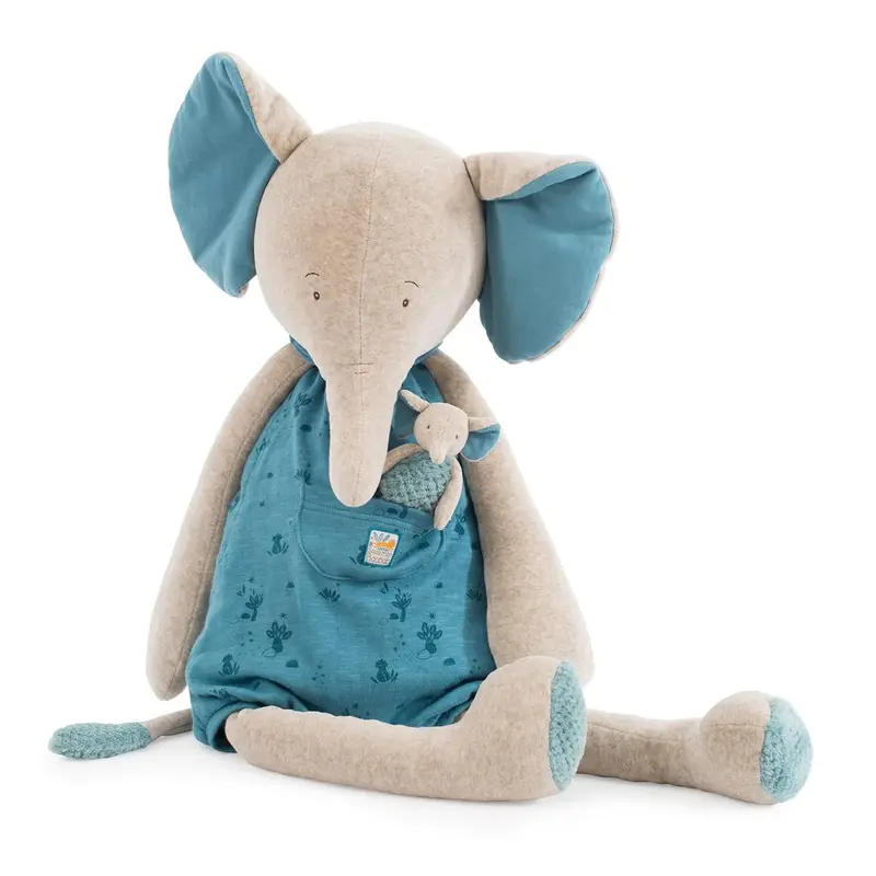 Peluche morbido Elefante Gigante e il suo bebè - Sous mon Baobab Elefante