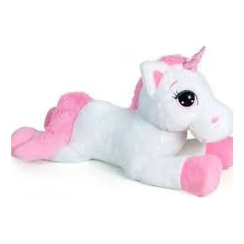 Peluche Unicorno Bianco e Rosa Sdraiato 100 cm