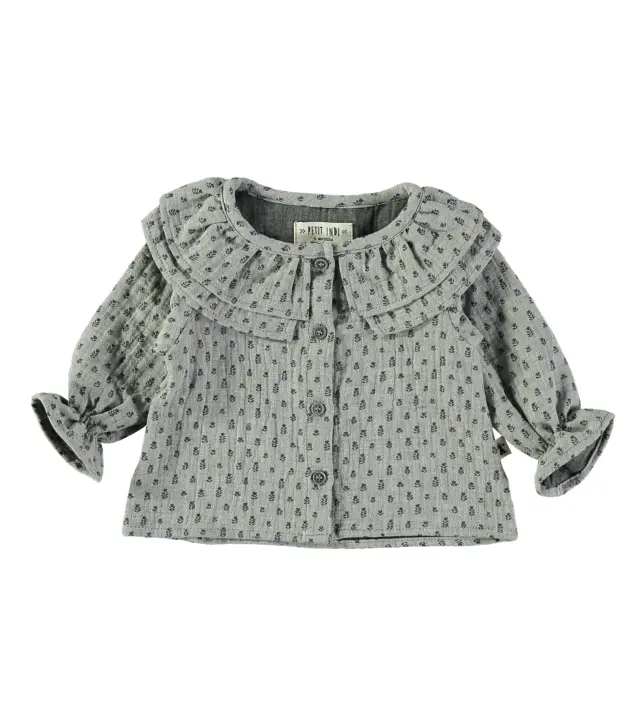 Petit Indi - blusa grigia fiorellini