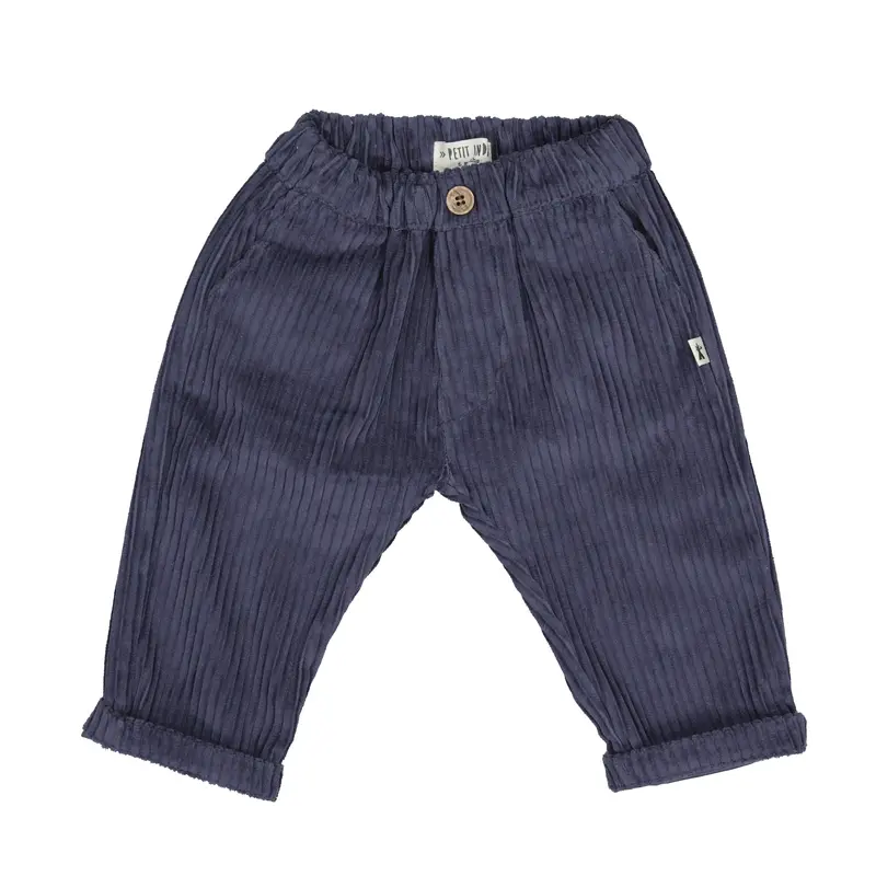 Petit Indi - pantalone velluto coste blu
