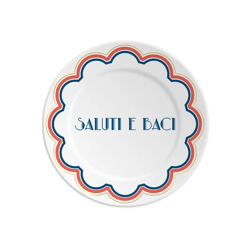 Piatto in Porcellana “Saluti e Baci” – Ilaria I · Ø16cm · Made in Italy