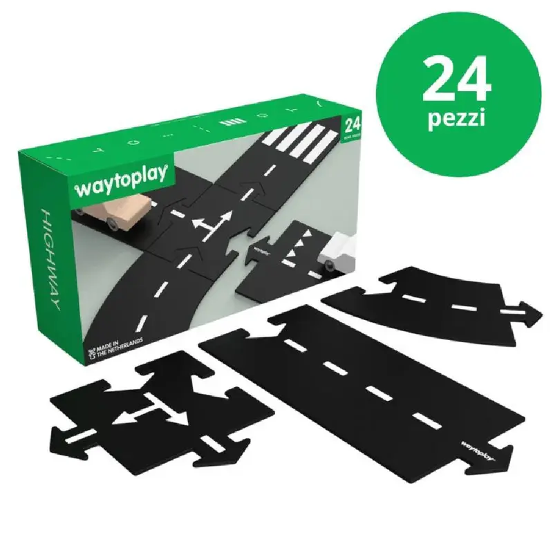 Pista Flessibile in Gomma Waytoplay Set 'Highway' (24 Pezzi - 376 cm)