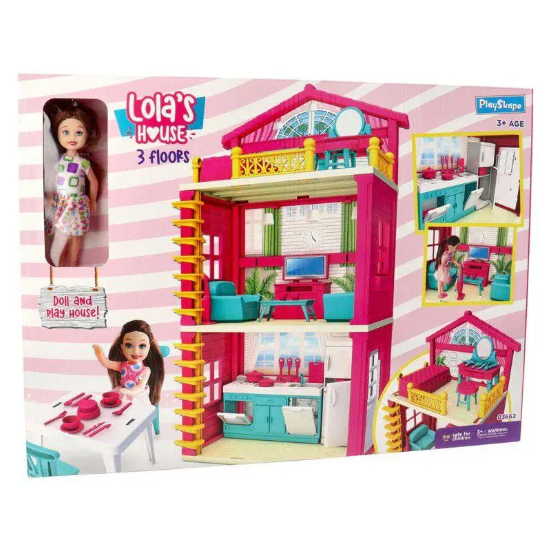 PlaySkape Casa di Lola 3 Piani + Bambola 13 CM