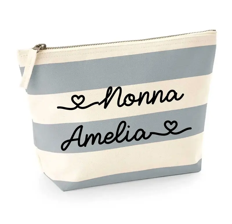 Pochette in cotone canvas a righe  personalizzabile