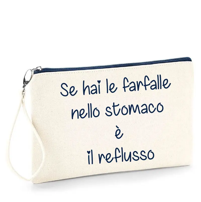 Pochette in cotone zip Navy Frase divertente idea regalo “Reflusso”
