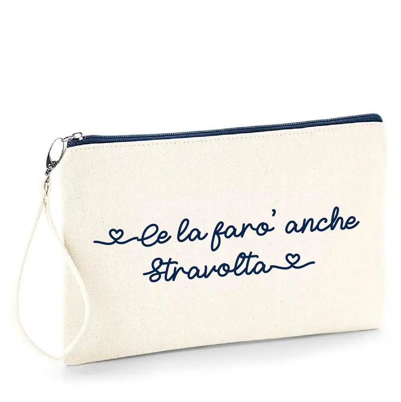 Pochette in cotone Zip Navy Frase divertente idea regalo "Stravolta"