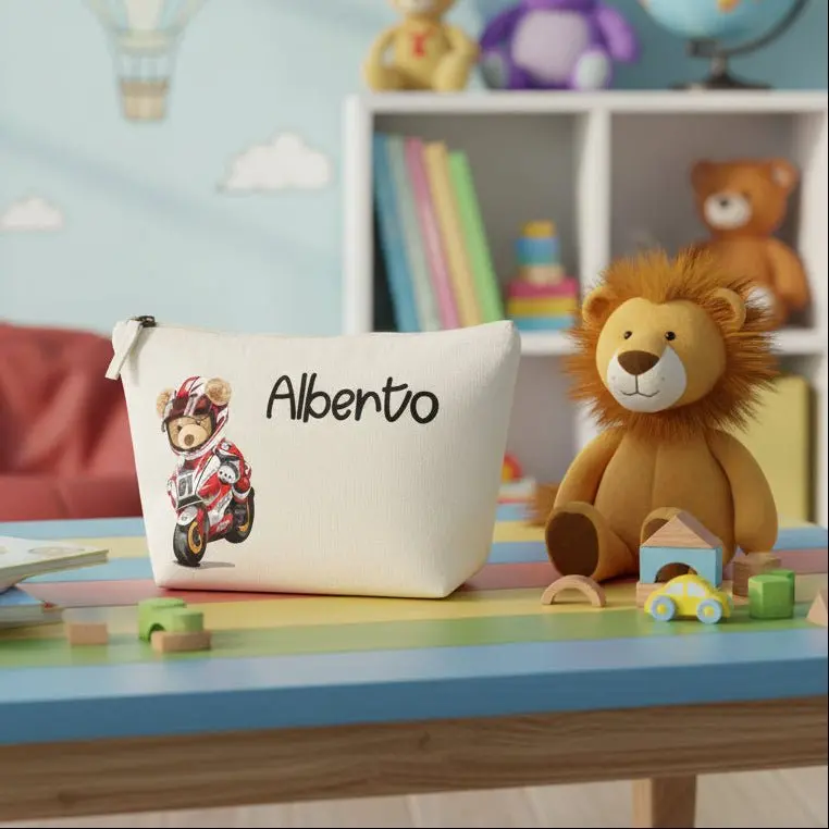Pochette Neonato Personalizzata con Nome – Beauty Bambino  Orsetto in Moto
