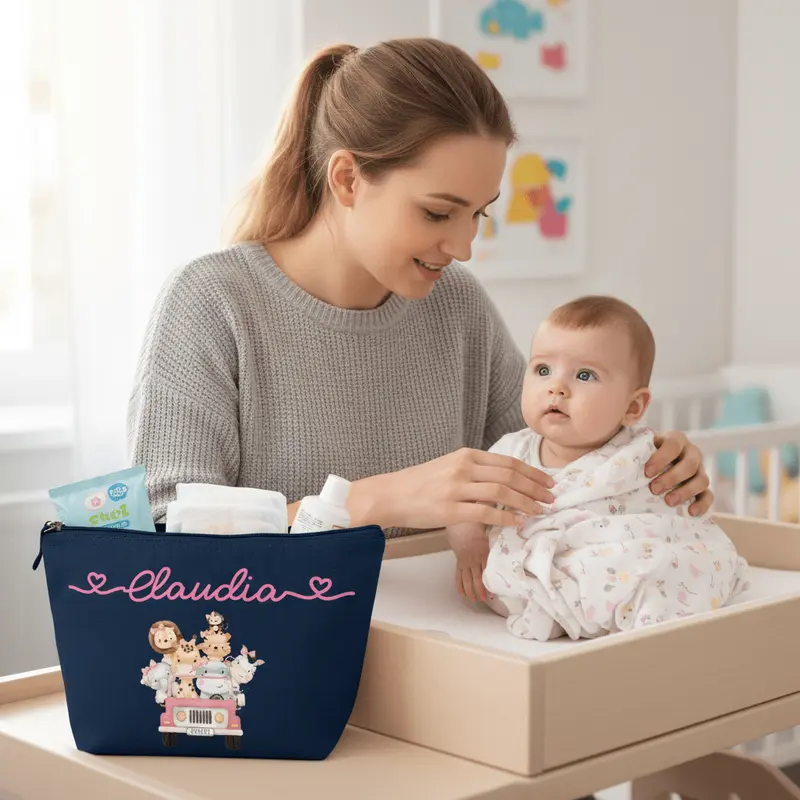 Pochette Neonato Personalizzata con Nome – Beauty Bambino  Safari Rosa
