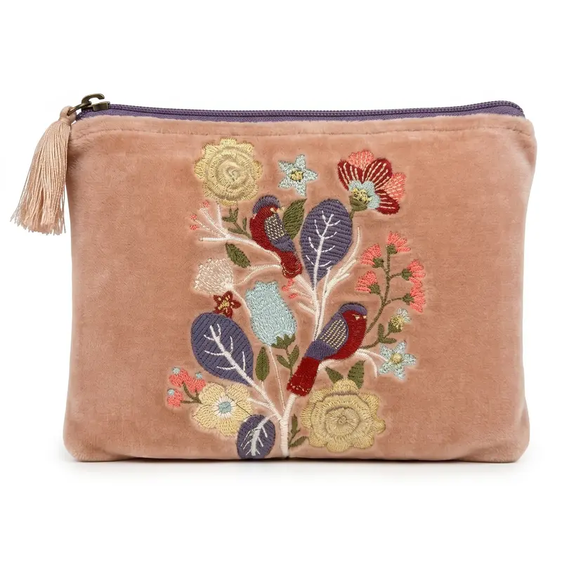 Pochette SantHonoré in Velluto Fiori e uccellini 20x15 cm