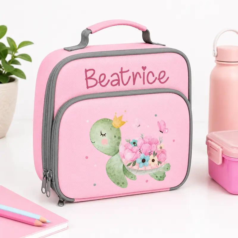 Porta Merenda per Bambini personalizzabile Tartaruga Fiori