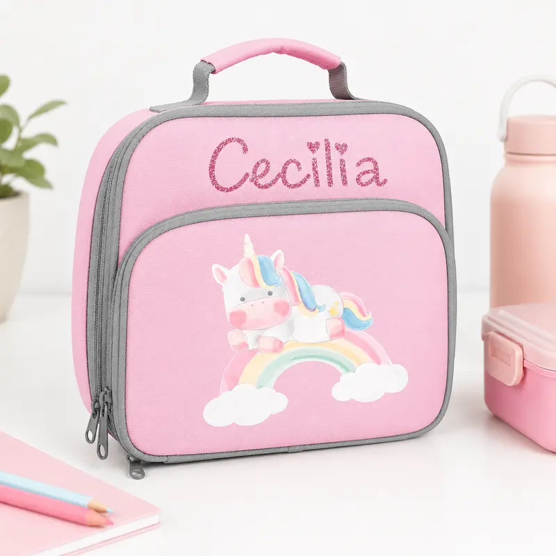 Porta Merenda per Bambini personalizzabile Unicorno Arcobaleno