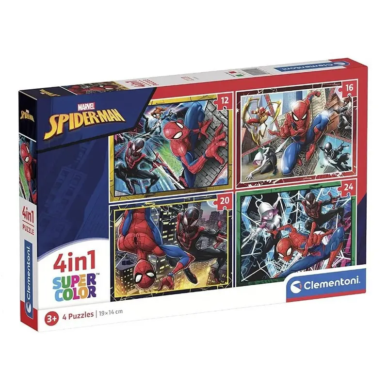 Puzzle 4 in 1 Spider-Man Clementoni Supercolor 21515