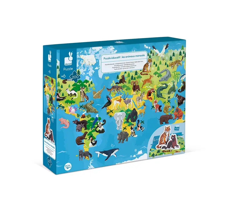 Puzzle educativo - Animali in via d'estinzione