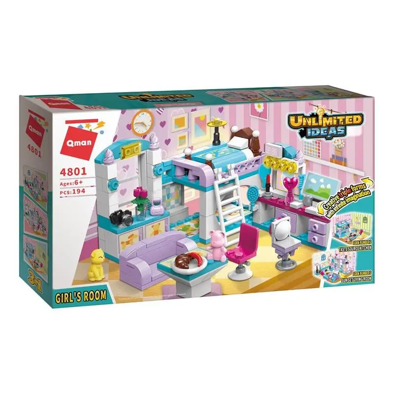 QMAN Costruzioni 194 Pezzi Unlimited Ideas 3 in 1 Stanza per ragazze 4801