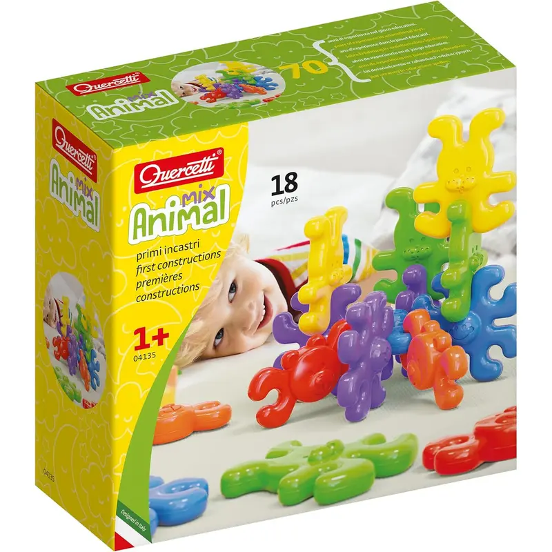 Quercetti Animal Mix 18 Pezzi da Incastro Colorati