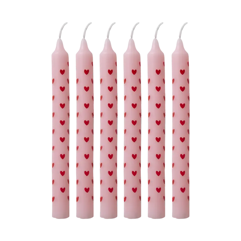 Rice Candele Piccole in Cera di Paraffina – Rosa Tenue – Stampa Cuori