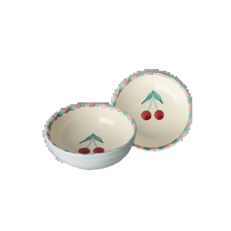 RICE "Ciotolina in Ceramica Cherries Blu" Dipinta a Mano