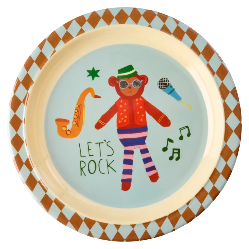 RICE Piatto Bambini in Melamina – Music Band Blu