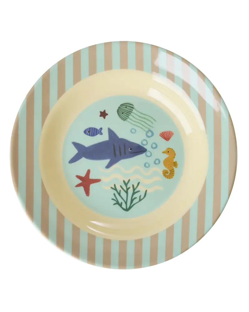 RICE Piatto Fondo per Bambini in Melamina – Blue Ocean Print