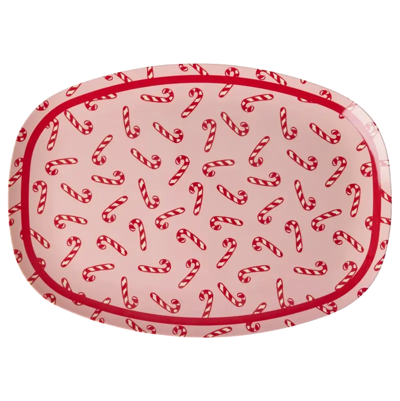 RICE – Piatto Grande Rettangolare in Melamina Candy Cane – 30 × 22 cm