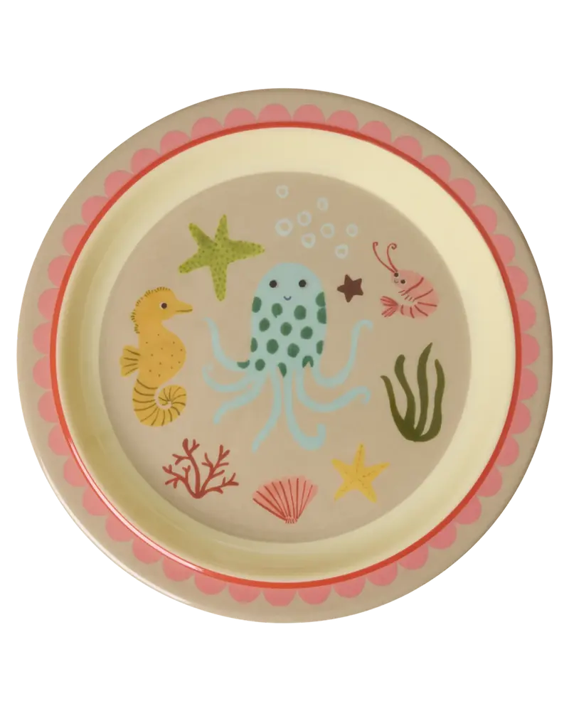 RICE Piatto Piano per Bambini in Melamina – Coral Ocean