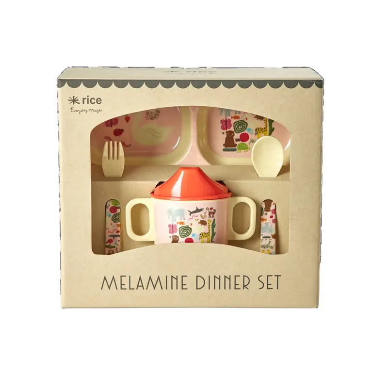 RICE Set Regalo Pappa in melamina "ABC Pink"