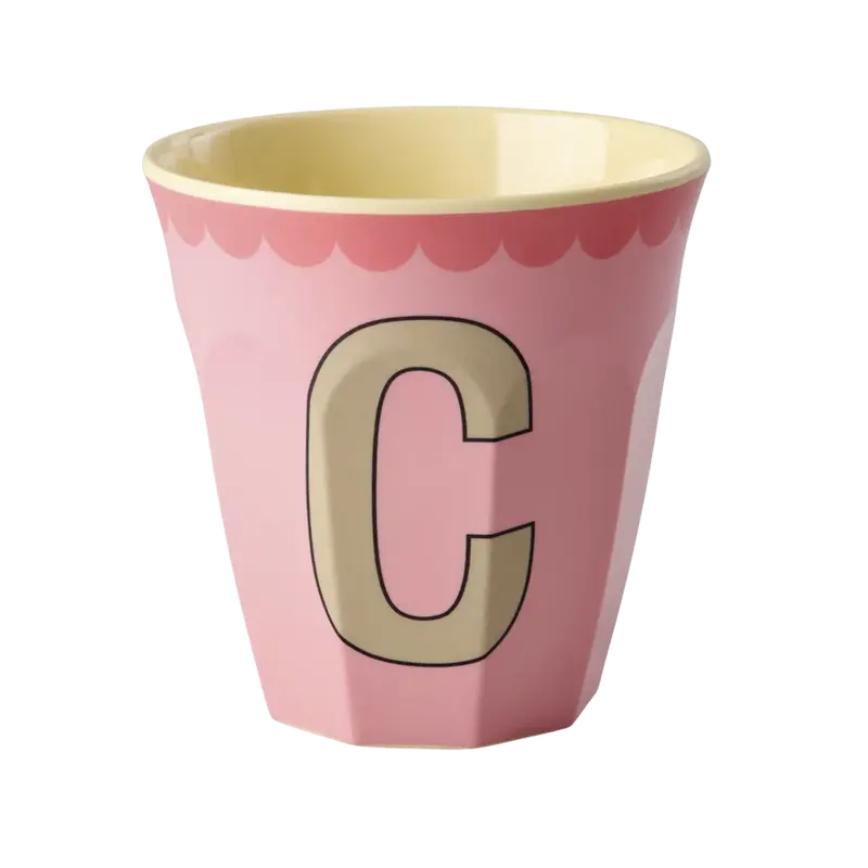 RICE Tazza in Melamina Lettera C – Rosa Vintage