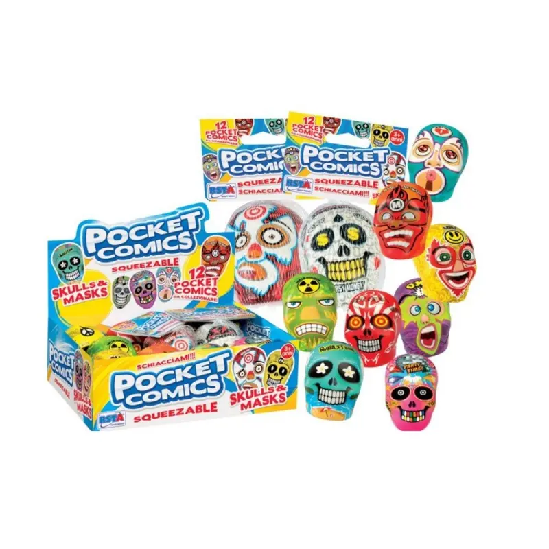 RsToys 10489 Pocket Comics squeezable Skull da 12 pezzi