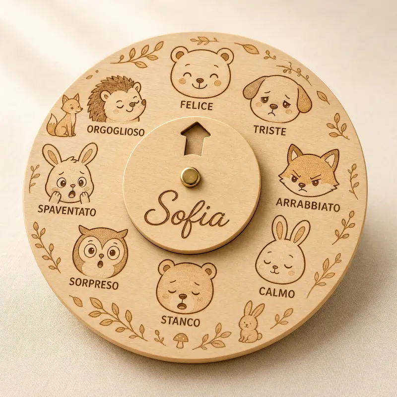 Ruota delle Emozioni Personalizzata in Legno con Nome