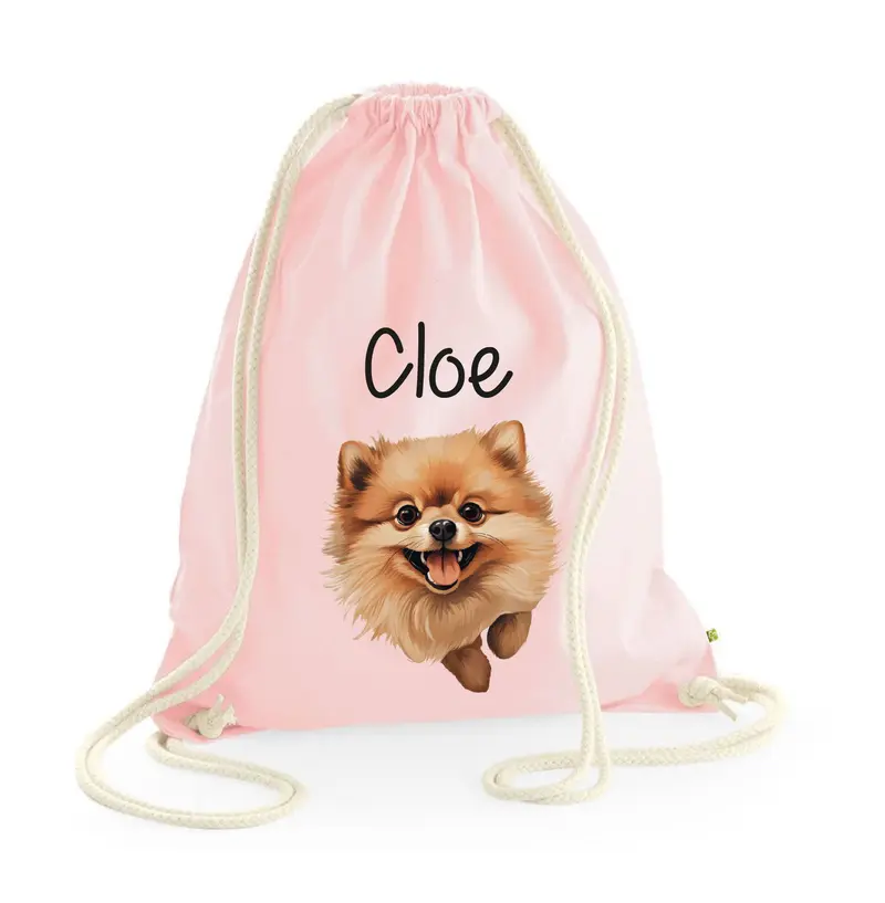 Sacca porta oggetti personalizzata cani Volpino pomerania