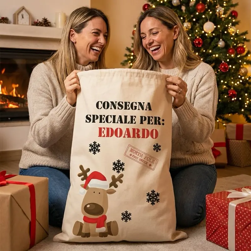 Sacca XXL Porta Regali di Natale Personalizzata per Bambini