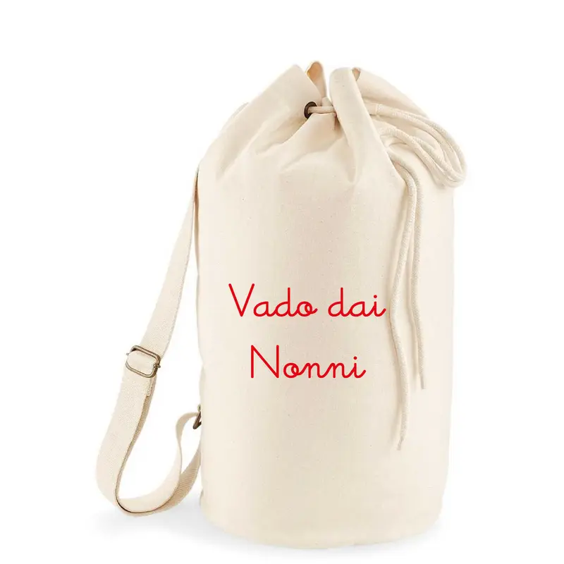 Sacca zaino monospalla in Cotone Canvas organico personalizzabile